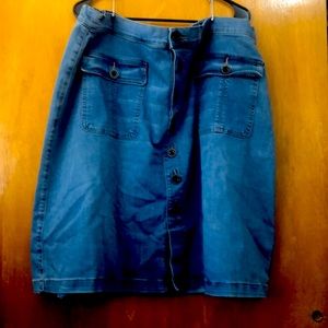 Jean short skirt.